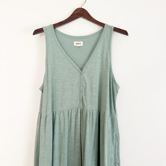 PACT Relaxed Slub Henley Tank Dress Sky Blue Large L - Picture 5 of 12